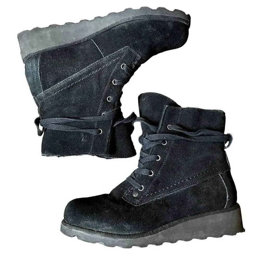 Bearpaw cow suede, wool lining, sheepskin winter boots chic warm comfortable win